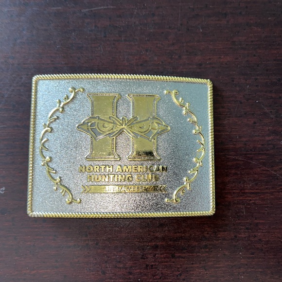 SUPER RARE.   rectangular North American Hunting club life member  Belt Buckle - Picture 1 of 6